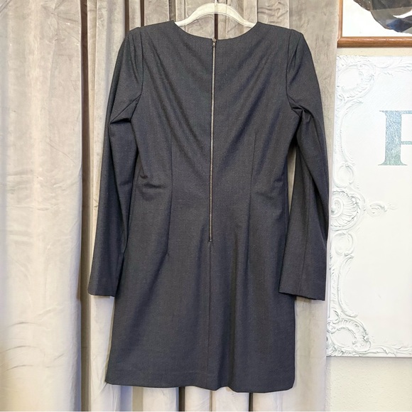 Theory Long Sleeve Charcoal Gray Wool Mini Dress | Size 6* - Picture 2 of 12